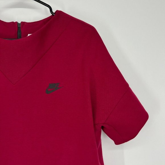 Nike Tech Top Fleece Crewneck Burgundy Short Sleeve - Picture 5 of 12